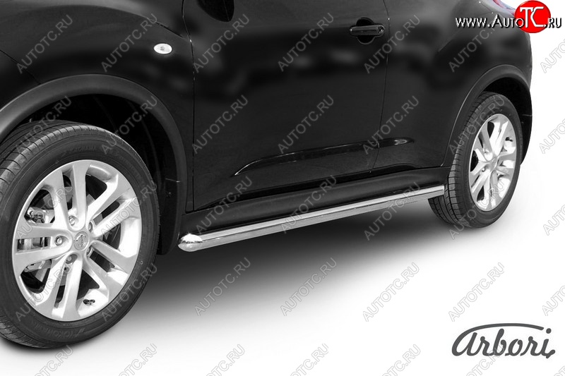 12 959 р. Защита штатных порогов 4WD Arbori (нержавейка, d76 mm). Nissan Juke 1 YF15 рестайлинг (2014-2020)  с доставкой в г. Воронеж
