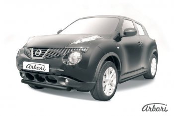 5 399 р. Защита переднего бампера 2WD Arbori (короткая, черная, 1 труба d57 mm). Nissan Juke 1 YF15 рестайлинг (2014-2020)  с доставкой в г. Воронеж. Увеличить фотографию 1