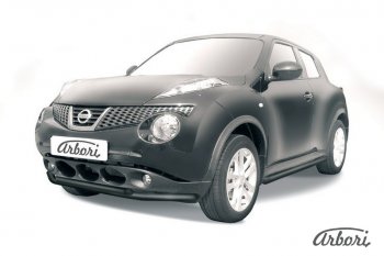 8 909 р. Защита переднего бампера 4WD Arbori (черная, 2 трубы d57 и 42 mm).  Nissan Juke  1 YF15 (2010-2020) дорестайлинг, рестайлинг  с доставкой в г. Воронеж. Увеличить фотографию 1