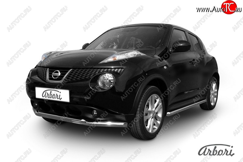 13 049 р. Защита переднего бампера 4WD Arbori (нержавейка, 2 трубы d57 и 42 mm)  Nissan Juke  1 YF15 (2010-2020) дорестайлинг, рестайлинг  с доставкой в г. Воронеж