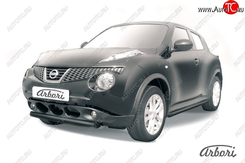 5 939 р. Защита переднего бампера 2WD Arbori (короткая, черная, 1 труба d76 mm). Nissan Juke 1 YF15 рестайлинг (2014-2020)  с доставкой в г. Воронеж