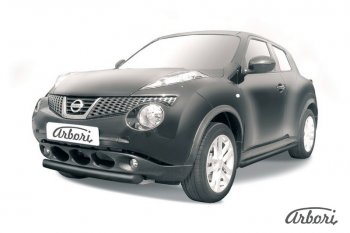 5 939 р. Защита переднего бампера 4WD Arbori (короткая, черная, 1 труба d76 mm). Nissan Juke 1 YF15 рестайлинг (2014-2020)  с доставкой в г. Воронеж. Увеличить фотографию 1