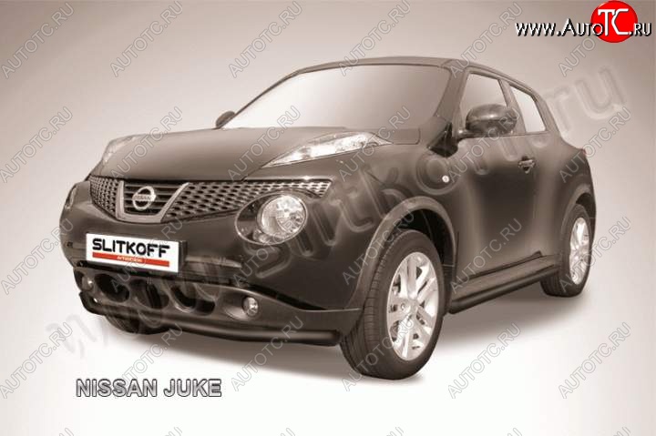 7 999 р. Защита переднего бампера из трубы d57 Slitkoff Nissan Juke 1 YF15 дорестайлинг (2010-2014) (Цвет: серебристый)  с доставкой в г. Воронеж