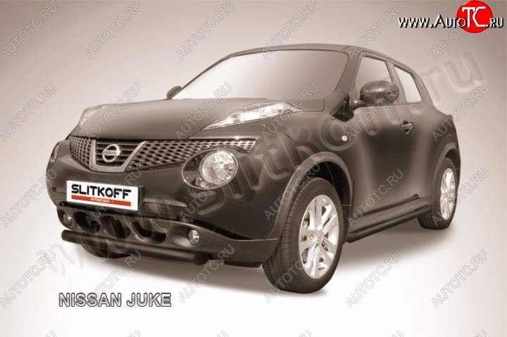 6 949 р. Защита переднего бампера из трубы d57 Slitkoff  Nissan Juke  1 YF15 (2010-2020) дорестайлинг, рестайлинг (Цвет: серебристый)  с доставкой в г. Воронеж