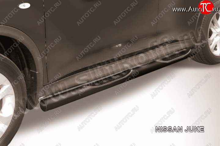 12 399 р. Защита порогов d76 Slitkoff Nissan Juke 1 YF15 дорестайлинг (2010-2014) (сталь с полимерным покрытием, цвет черный)  с доставкой в г. Воронеж