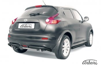 8 999 р. Защита заднего бампера Arbori (уголки, черная, 1 труба d57 mm). Nissan Juke 1 YF15 дорестайлинг (2010-2014) (2WD)  с доставкой в г. Воронеж. Увеличить фотографию 1