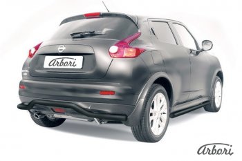 5 939 р. Защита заднего бампера 2WD Arbori (волна, черная, 1 труба d57 mm). Nissan Juke 1 YF15 дорестайлинг (2010-2014)  с доставкой в г. Воронеж. Увеличить фотографию 1