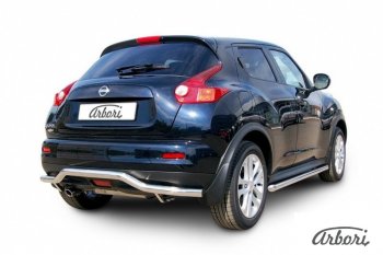 14 759 р. Защита заднего бампера Arbori (волна, нержавейка, 1 труба d57 mm). Nissan Juke 1 YF15 рестайлинг (2014-2020) (4WD)  с доставкой в г. Воронеж. Увеличить фотографию 2