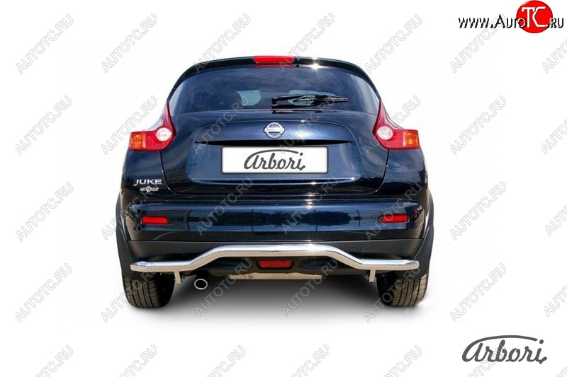 14 759 р. Защита заднего бампера Arbori (волна, нержавейка, 1 труба d57 mm). Nissan Juke 1 YF15 рестайлинг (2014-2020) (4WD)  с доставкой в г. Воронеж