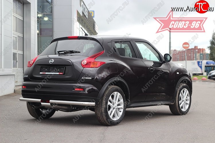 14 489 р. Защита заднего бампера 4x4 Souz-96 Premium (d60) Nissan Juke 1 YF15 рестайлинг (2014-2020)  с доставкой в г. Воронеж