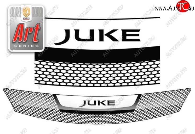 2 079 р. Дефлектор капота CA-Plastiс  Nissan Juke  1 YF15 (2010-2020) дорестайлинг, рестайлинг (серия Art черная)  с доставкой в г. Воронеж