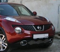 Декоративная вставка воздухозаборника Souz-96 нержавеющая сталь Nissan Juke 1 YF15 дорестайлинг (2010-2014) (Хром 16 мм)