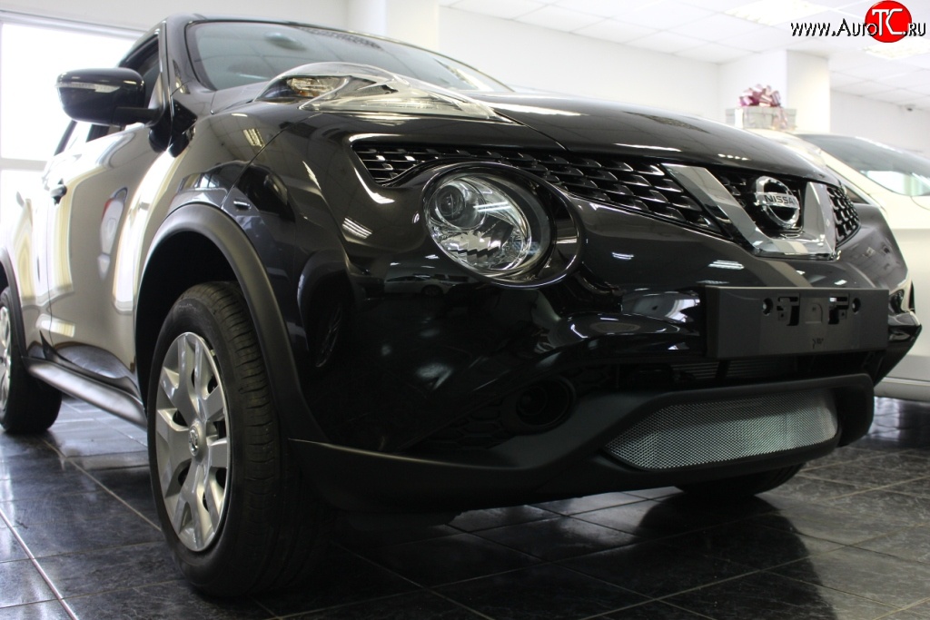 1 539 р. Сетка на бампер (рестайлинг) Russtal (хром) Nissan Juke 1 YF15 дорестайлинг (2010-2014)  с доставкой в г. Воронеж