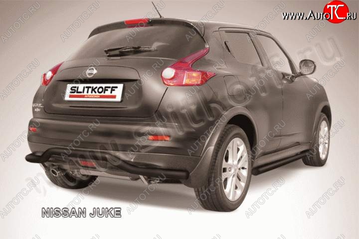 7 999 р. Защита заднего бампера из трубы d57 Slitkoff (волна)  Nissan Juke  1 YF15 (2010-2014) дорестайлинг (Цвет: серебристый)  с доставкой в г. Воронеж