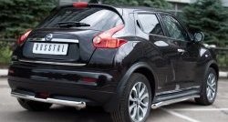 12 399 р. Защита заднего бампера (Ø63 и 42 мм, нержавейка) SLITKOFF Nissan Juke 1 YF15 дорестайлинг (2010-2014)  с доставкой в г. Воронеж. Увеличить фотографию 4