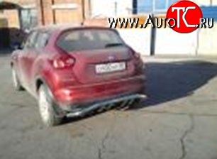 8 799 р. Защита заднего бампера d63.5 мм с изгибом Металл Дизайн Nissan Juke 1 YF15 дорестайлинг (2010-2014) (полированная нержавейка)  с доставкой в г. Воронеж