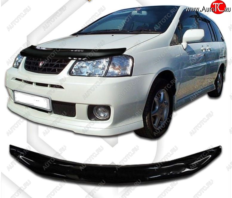 1 999 р. Дефлектор капота CA-Plastic  Nissan Liberty (1998-2001) дорестайлинг (Classic черный, Без надписи)  с доставкой в г. Воронеж