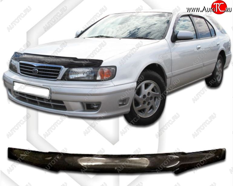 1 899 р. Дефлектор капота (A32, HA32, PA32) CA-Plastic  Nissan Maxima  A32 (1994-2000) (Classic черный, Без надписи)  с доставкой в г. Воронеж