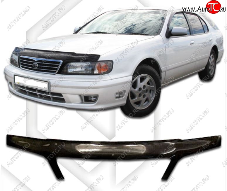 2 199 р. Дефлектор капота (A32, HA32, PA32) CA-Plastic exclusive Nissan Maxima A32 (1994-2000) (Classic черный, Без надписи)  с доставкой в г. Воронеж