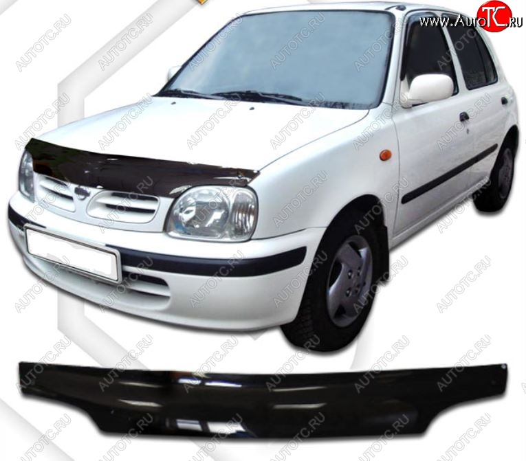 1 999 р. Дефлектор капота CA-Plastic  Nissan March  K11 (1997-2003) хэтчбэк 5 дв. 2-ой рестайлинг (Classic черный, Без надписи)  с доставкой в г. Воронеж