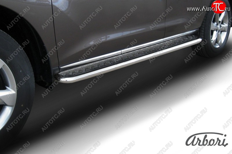 15 749 р. Защита штатных порогов с листом Arbori (нержавейка, алюминий, d57) Nissan Murano 2 Z51 рестайлинг (2010-2016)  с доставкой в г. Воронеж