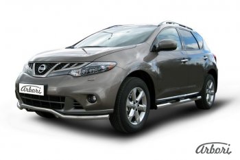 15 299 р. Защита переднего бампера Arbori (волна, нержавейка, 1 труба d57 mm). Nissan Murano 2 Z51 рестайлинг (2010-2016)  с доставкой в г. Воронеж. Увеличить фотографию 2