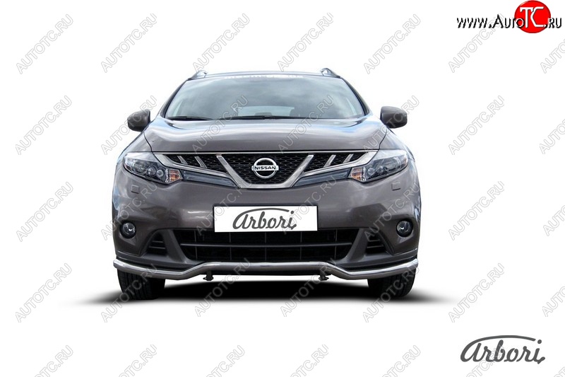 15 299 р. Защита переднего бампера Arbori (волна, нержавейка, 1 труба d57 mm). Nissan Murano 2 Z51 рестайлинг (2010-2016)  с доставкой в г. Воронеж