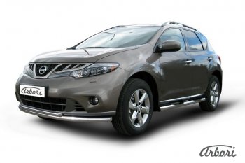 14 489 р. Защита переднего бампера Arbori (нержавейка, 2 трубы d57 и 42 mm) Nissan Murano 2 Z51 рестайлинг (2010-2016)  с доставкой в г. Воронеж. Увеличить фотографию 2