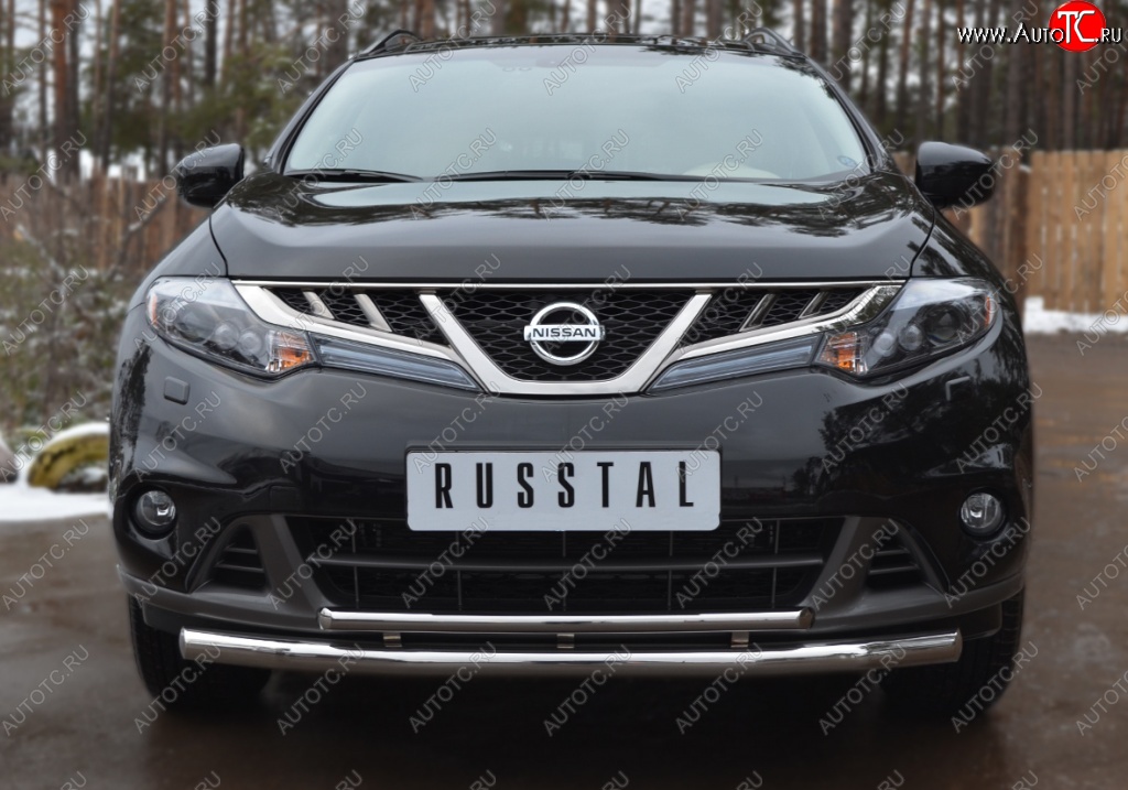 18 999 р. Защита переднего бампера (2 трубы Ø63 и 42 мм, нержавейка) SLITKOFF  Nissan Murano  2 Z51 (2010-2016) рестайлинг  с доставкой в г. Воронеж