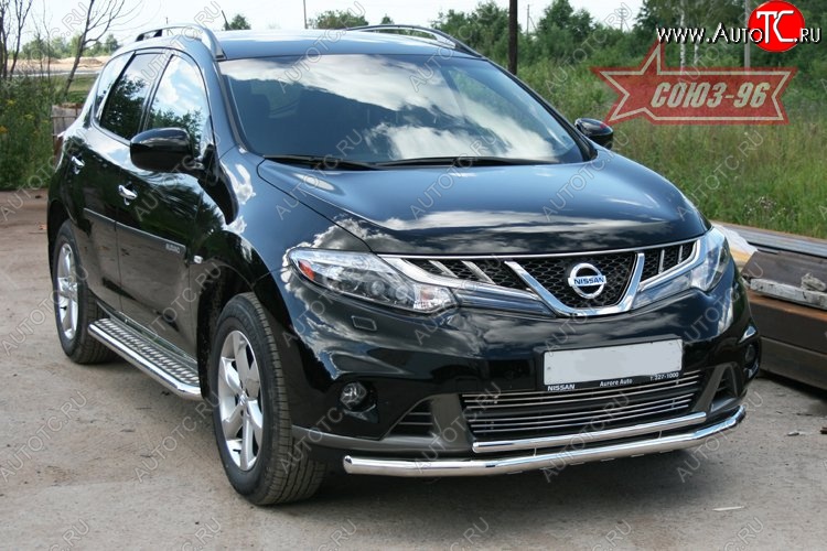 21 419 р. Защита переднего бампера двойная с профилем Souz-96 (d60/42).  Nissan Murano  2 Z51 (2010-2016) рестайлинг  с доставкой в г. Воронеж