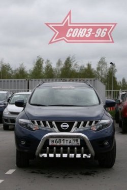 20 654 р. Защита переднего бампера Souz-96 (d76)  Nissan Murano  2 Z51 (2008-2011) дорестайлинг  с доставкой в г. Воронеж. Увеличить фотографию 2