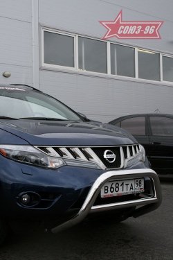 19 169 р. Защита переднего бампера Souz-96 (d76)  Nissan Murano  2 Z51 (2008-2011) дорестайлинг  с доставкой в г. Воронеж. Увеличить фотографию 1