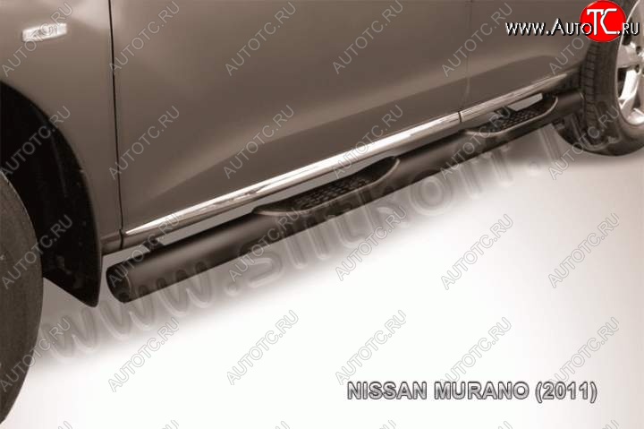 13 849 р. Защита порогов Slitkoff Nissan Murano 2 Z51 рестайлинг (2010-2016) (Цвет: серебристый)  с доставкой в г. Воронеж