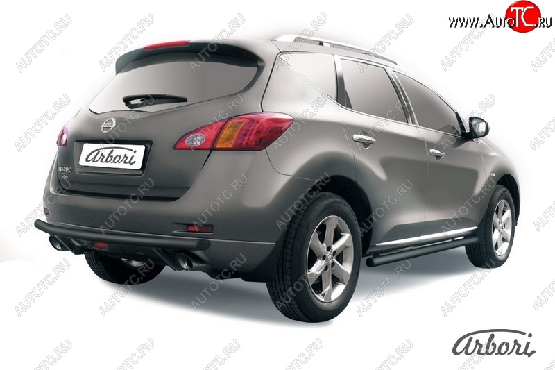 7 820 р. Защита заднего бампера Arbori (черная, 1 труба d57 mm).  Nissan Murano  2 Z51 (2010-2016) рестайлинг  с доставкой в г. Воронеж