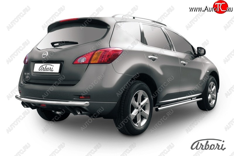 11 339 р. Защита заднего бампера Arbori (нержавейка, 1 труба d57 mm).  Nissan Murano  2 Z51 (2010-2016) рестайлинг  с доставкой в г. Воронеж