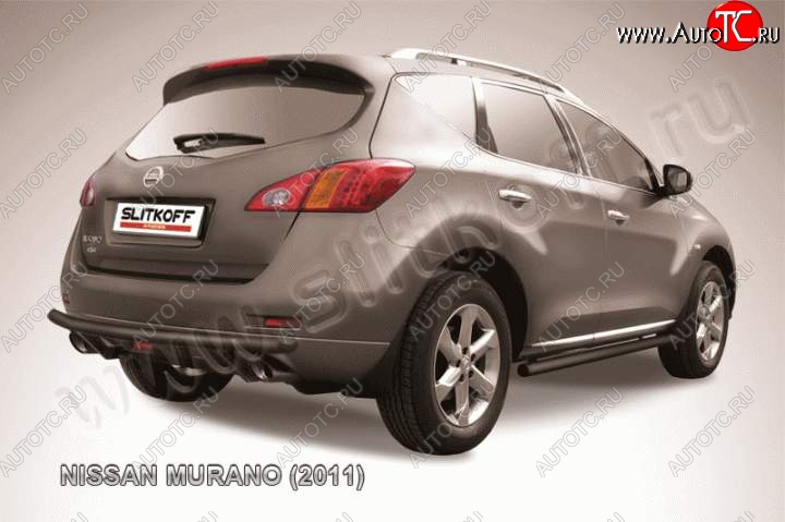 8 649 р. Защита задняя Slitkoff  Nissan Murano  2 Z51 (2010-2016) рестайлинг (Цвет: серебристый)  с доставкой в г. Воронеж