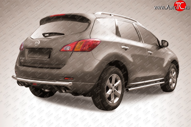 11 499 р. Одинарная защита заднего бампера из трубы диаметром 57 мм Slitkoff  Nissan Murano  2 Z51 (2010-2016) рестайлинг (Нержавейка, Полированная)  с доставкой в г. Воронеж