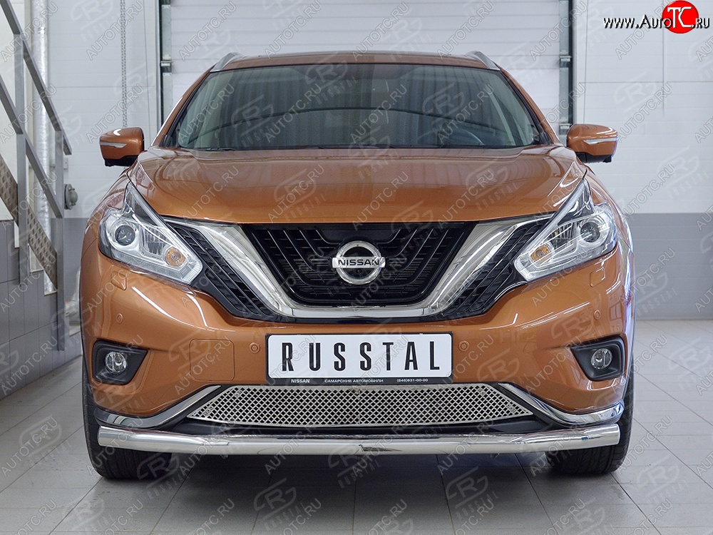 3 749 р. Защитная решётка в воздуховод бампера Berkut (нержавейка) Nissan Murano 3 Z52 дорестайлинг (2015-2022)  с доставкой в г. Воронеж