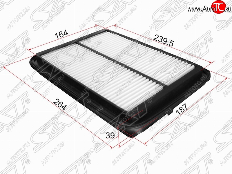 258 р. Фильтр воздушный двигателя SAT (264х187х39 mm)  Nissan Navara  2 D40 (2004-2016) дорестайлинг, рестайлинг  с доставкой в г. Воронеж