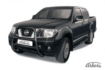 20 159 р. Защита переднего бампера Arbori (высокая, черная, 1 труба d76 mm).  Nissan Navara  2 D40 (2004-2010) дорестайлинг  с доставкой в г. Воронеж. Увеличить фотографию 1