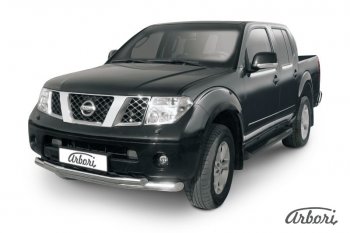 15 749 р. Защита переднего бампера Arbori (нержавейка, 2 трубы d76 и 57 mm) Nissan Navara 2 D40 дорестайлинг (2004-2010)  с доставкой в г. Воронеж. Увеличить фотографию 1