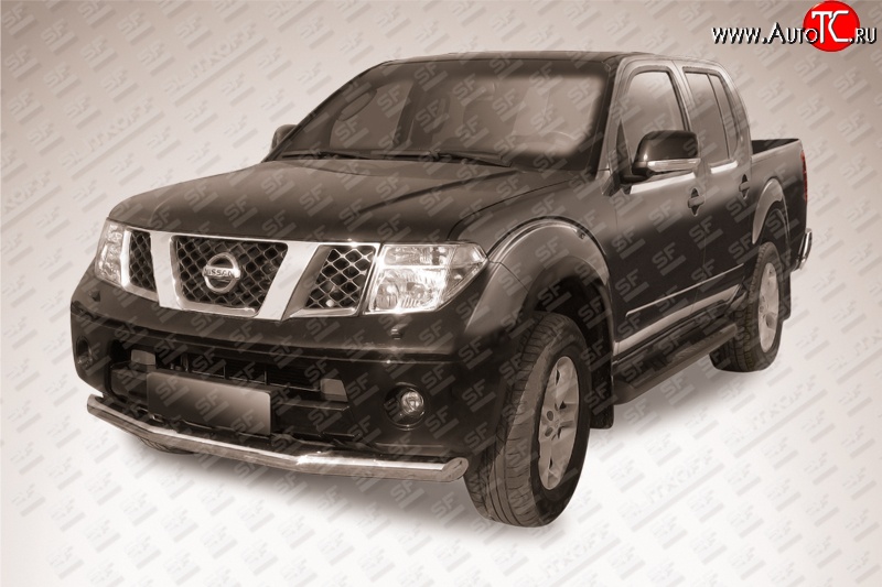 13 499 р. Одинарная защита переднего бампера из трубы диаметром 76 мм Slitkoff Nissan Navara 2 D40 дорестайлинг (2004-2010) (Нержавейка, Полированная)  с доставкой в г. Воронеж