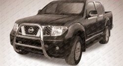 Усиленная высокая защита переднего бампера из трубы диаметром 76 мм Slitkoff Nissan Navara 2 D40 дорестайлинг (2004-2010)