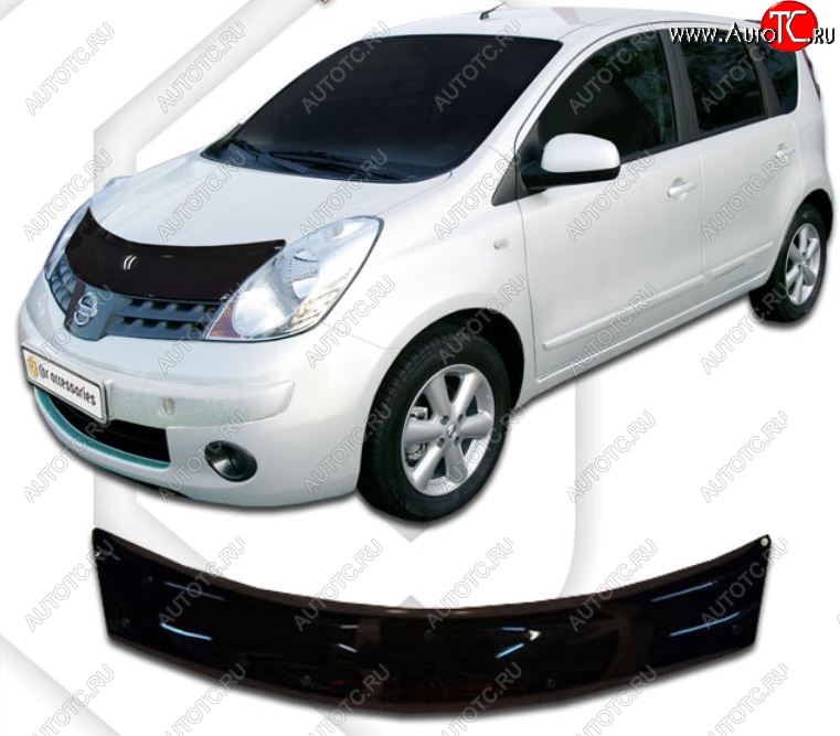 1 899 р. Дефлектор капота (левый руль) CA-Plastic Nissan Note 1 E11 дорестайлинг (2004-2008) (Classic черный, Без надписи)  с доставкой в г. Воронеж