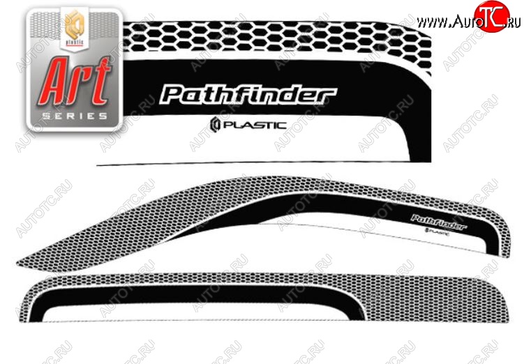 2 299 р. Дефлектора окон CA-Plastic  Nissan Pathfinder  R51 (2004-2007) дорестайлинг (Серия Art черная, Без хром.молдинга)  с доставкой в г. Воронеж