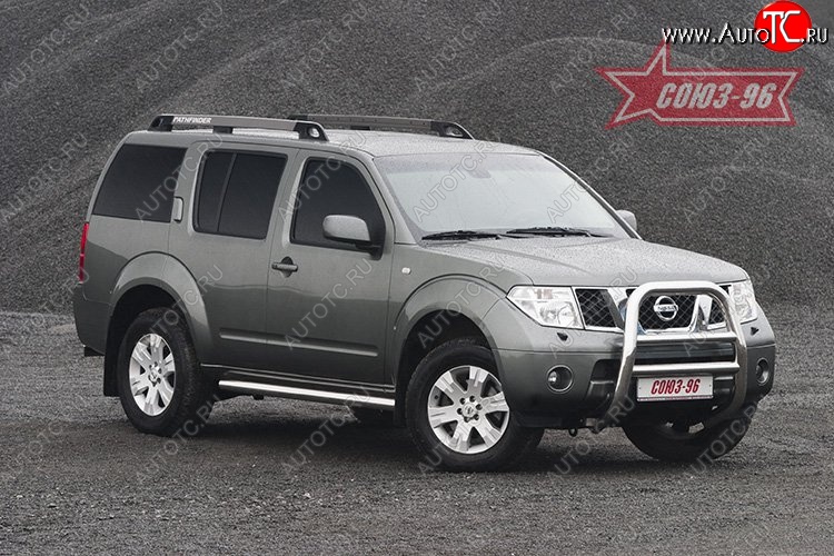 19 169 р. Защита переднего бампера Souz-96 (d76) Nissan Pathfinder R51 дорестайлинг (2004-2007)  с доставкой в г. Воронеж