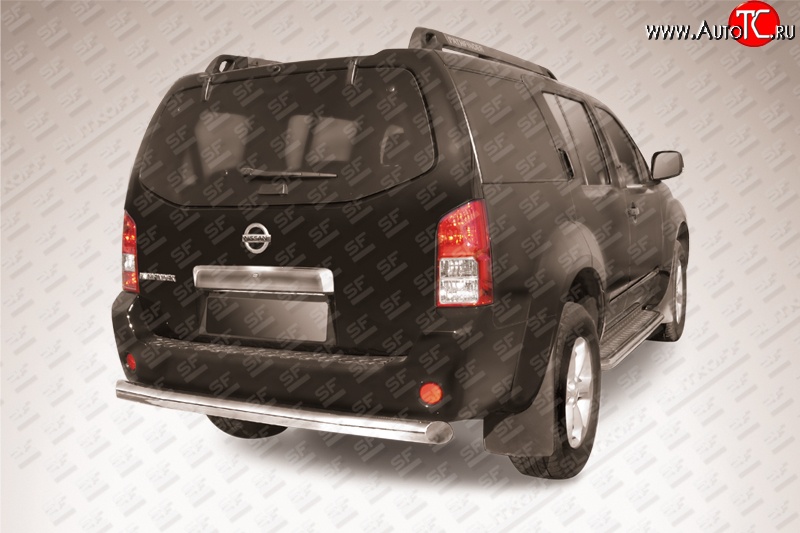 13 499 р. Защита заднего бампера из длинной трубы диаметром 76 мм Slitkoff  Nissan Pathfinder  R51 (2004-2007) дорестайлинг (Нержавейка, Полированная)  с доставкой в г. Воронеж