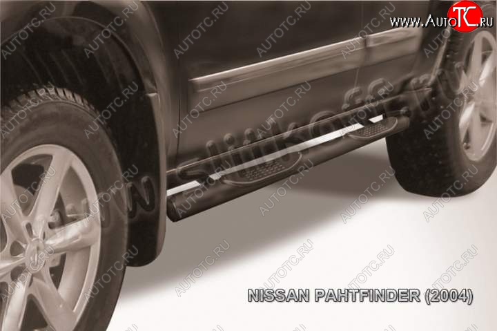 12 399 р. Защита порогов Slitkoff  Nissan Pathfinder  R51 (2004-2007) дорестайлинг (Цвет: серебристый)  с доставкой в г. Воронеж