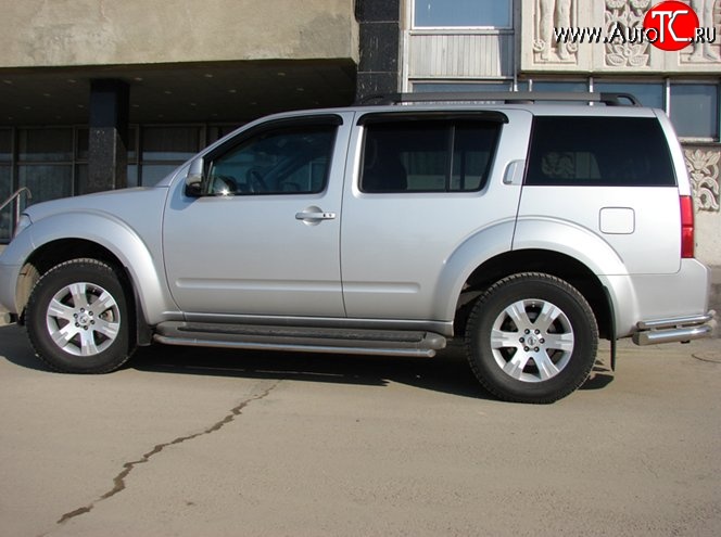 8 799 р. Защита порогов d43 мм Металл Дизайн Nissan Pathfinder R51 дорестайлинг (2004-2007) (полированная нержавейка)  с доставкой в г. Воронеж