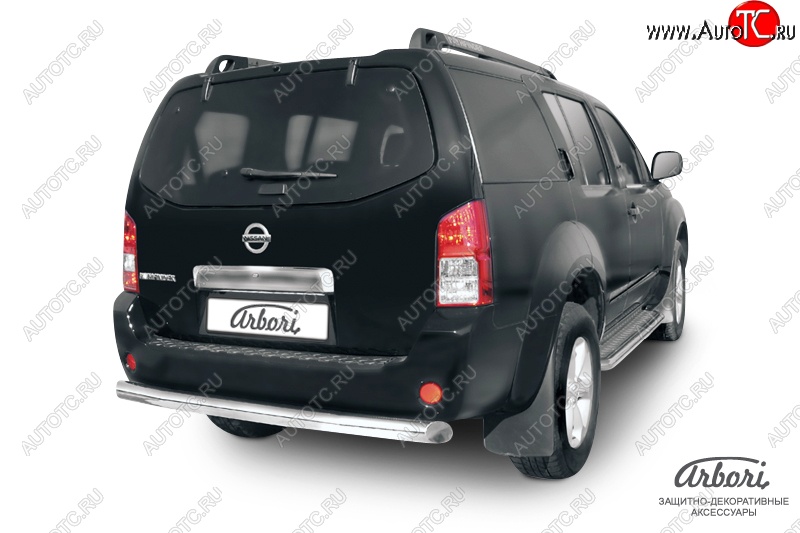 13 319 р. Защита заднего бампера Arbori (нержавейка, 1 труба d76 mm).  Nissan Pathfinder  R51 (2004-2007) дорестайлинг  с доставкой в г. Воронеж
